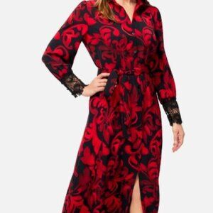 NWT Stunning Chico's Twill Lace Cuff Shirt Dress size 1 US M 10